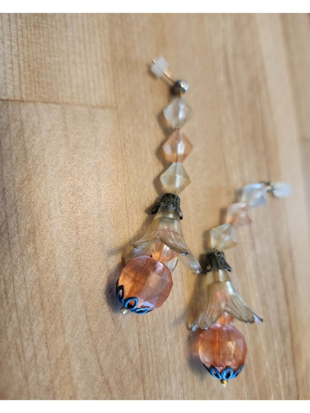 2/$12 SALE Vintage Chandelier Dangle Earrings Amber Boho Hippie